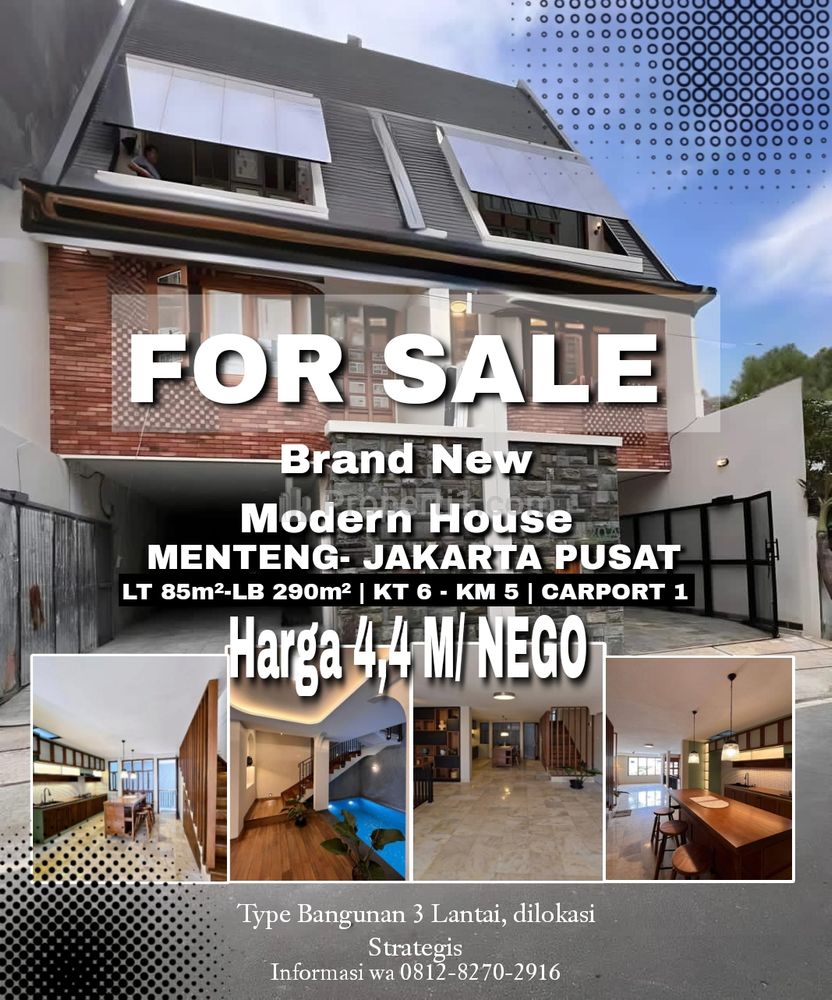 Jual Rumah Cluster Mewah Murah di Menteng, Jakarta Pusat