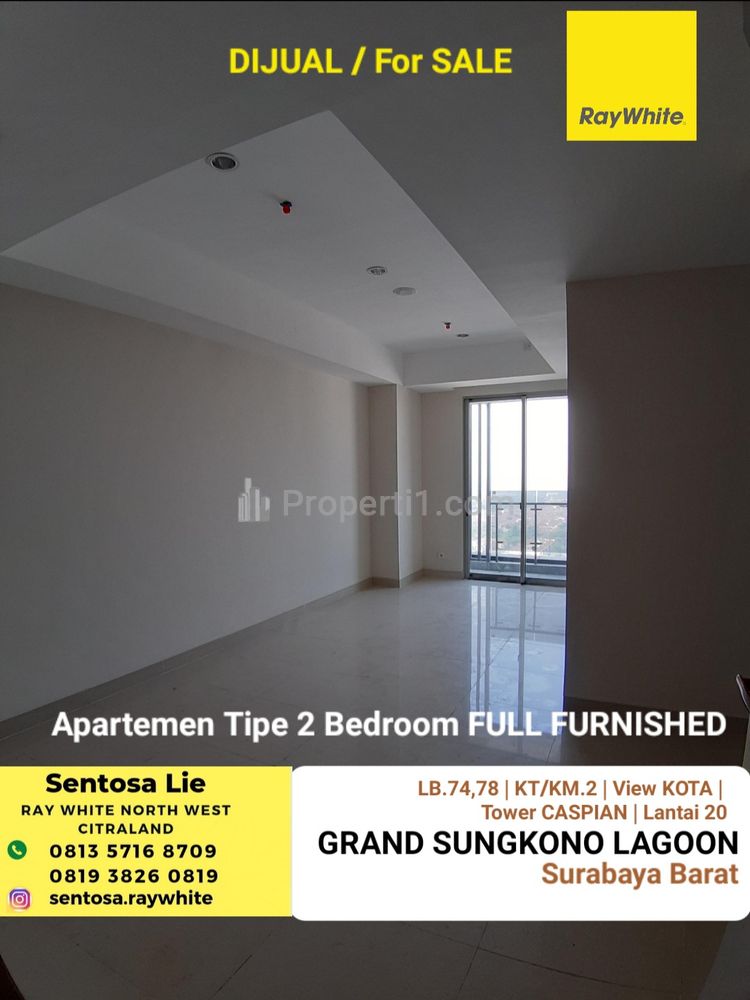 Jual MURAH Apartemen Grand Sungkono Lagoon Tipe 2 Bedroom BONUS FURNITURE New dekat Akses TOL, Ciputra World Mall Surabaya