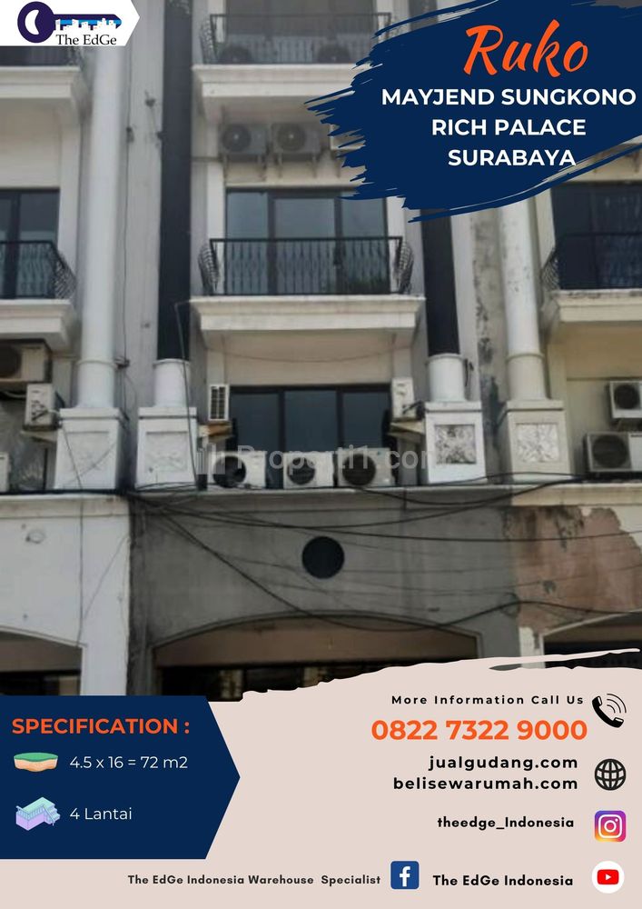 Sewa Ruko 4 Lantai Mayjen Sungkono Rich Palace Surabaya - The EdGe