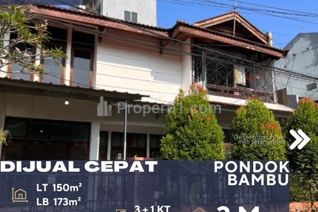 Dijual Rumah 2 Lantai Lokasi Sangat Strategis di Daerah Pondok Bambu Jakarta Timur