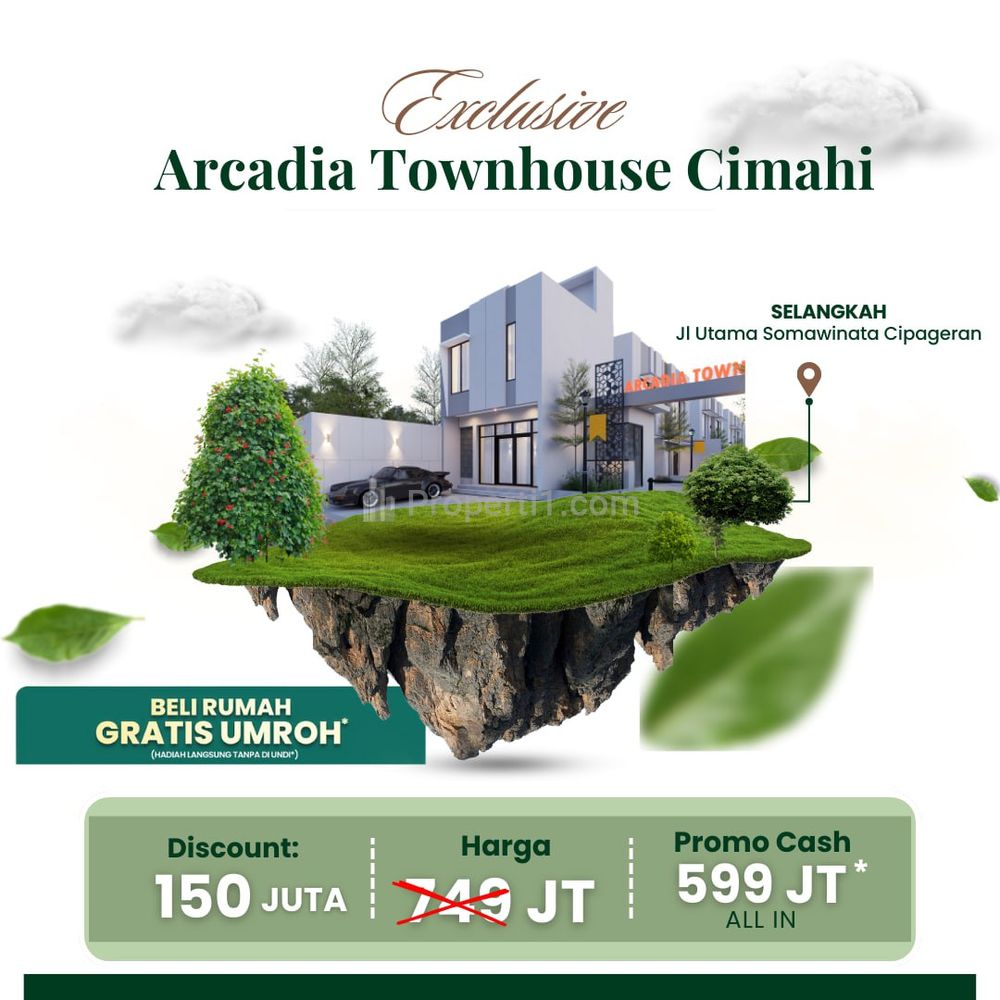Dijual Perumahan Eksklusif di Cimahi Bandung Barat, Tipe Mezzanine, LT 60 LB 50, Harga Promo Bonus Umroh