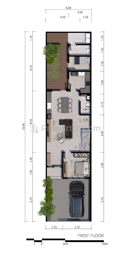 Jual Rumah Baru Manyar Jaya Modern Minimalis Ruang Keluarga dan Dapur Menghadap Taman Dekat Semolowaru dan MERR Surabaya Timur