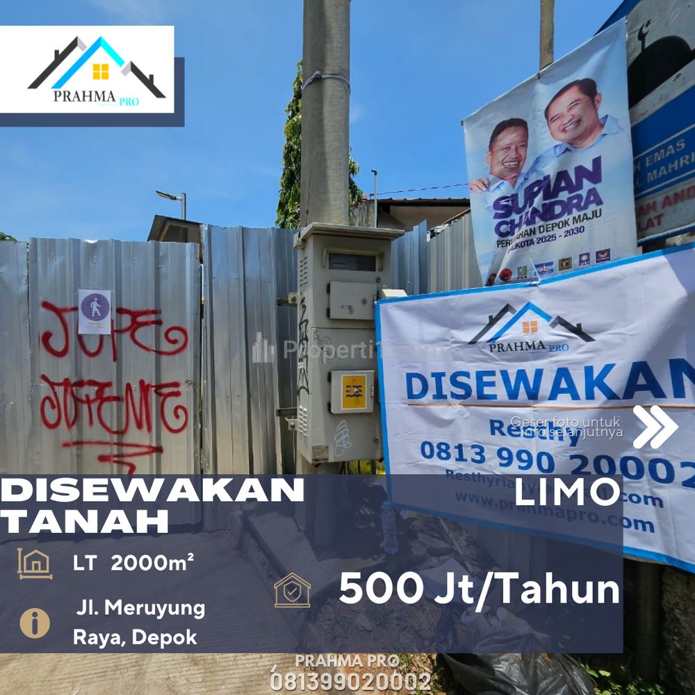 Disewakan Tanah Cocok untuk Tempat Usaha Lokasi Strategis di Daerah Limo Depok