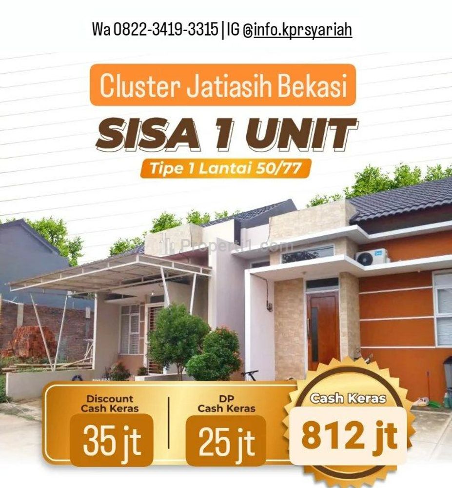 Jual Rumah Inden Cluster Jatiluhur Dekat Tol Jatiasih, Kota Bekasi