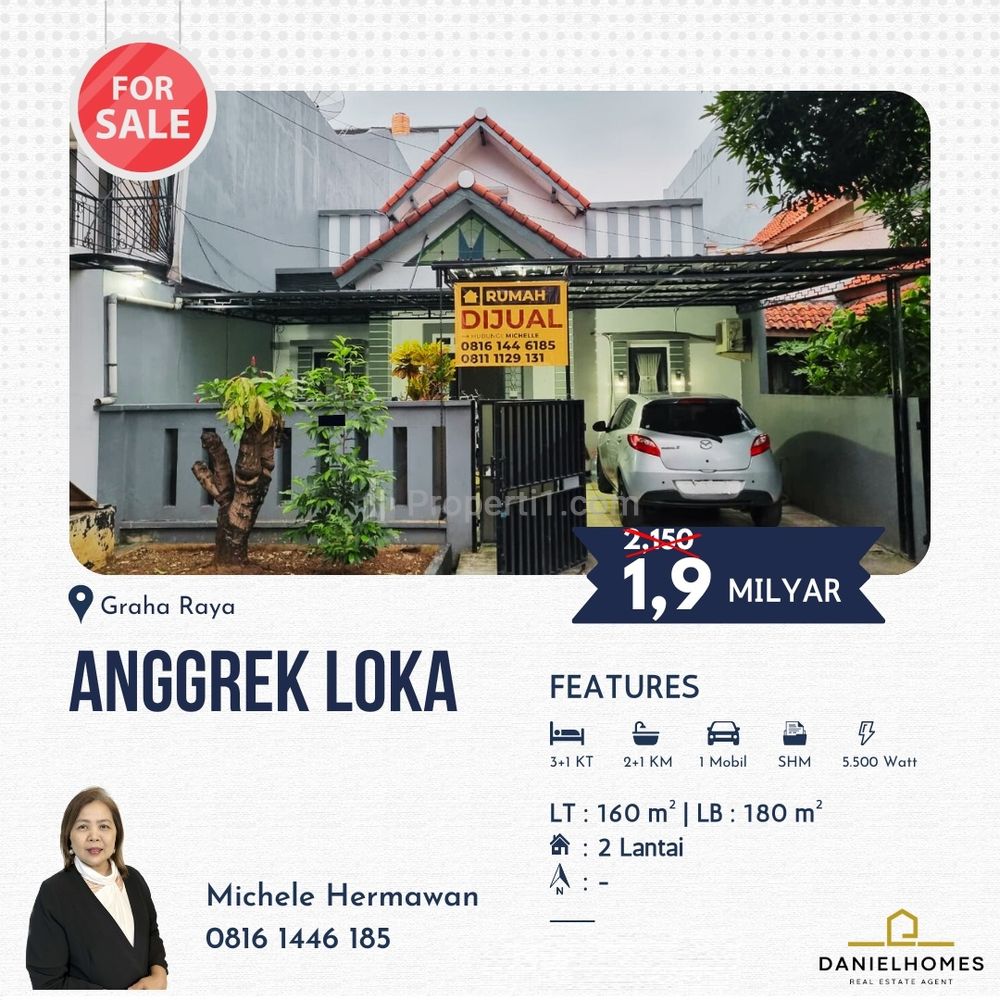 Dijual Rumah Murah Minimalis di Cluster Anggrek Loka Bintaro, Tangerang Selatan