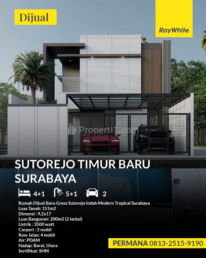 Rumah Dijual Baru Gress Sutorejo Indah Modern Tropical Surabaya