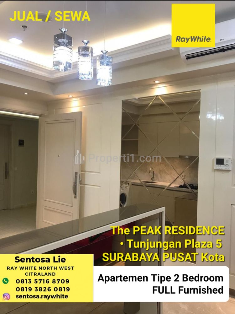 Dijual / Disewakan Apartemen THE PEAK TUNJUNGAN PLAZA 5 Surabaya Pusat Kota - Tipe 2 Kamar Tidur FULL Furnished Mewah