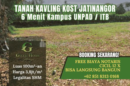 Dijual Tanah Kavling Kost SHM Jatinangor Sumedang, Bisa Angsur, Free Notaris