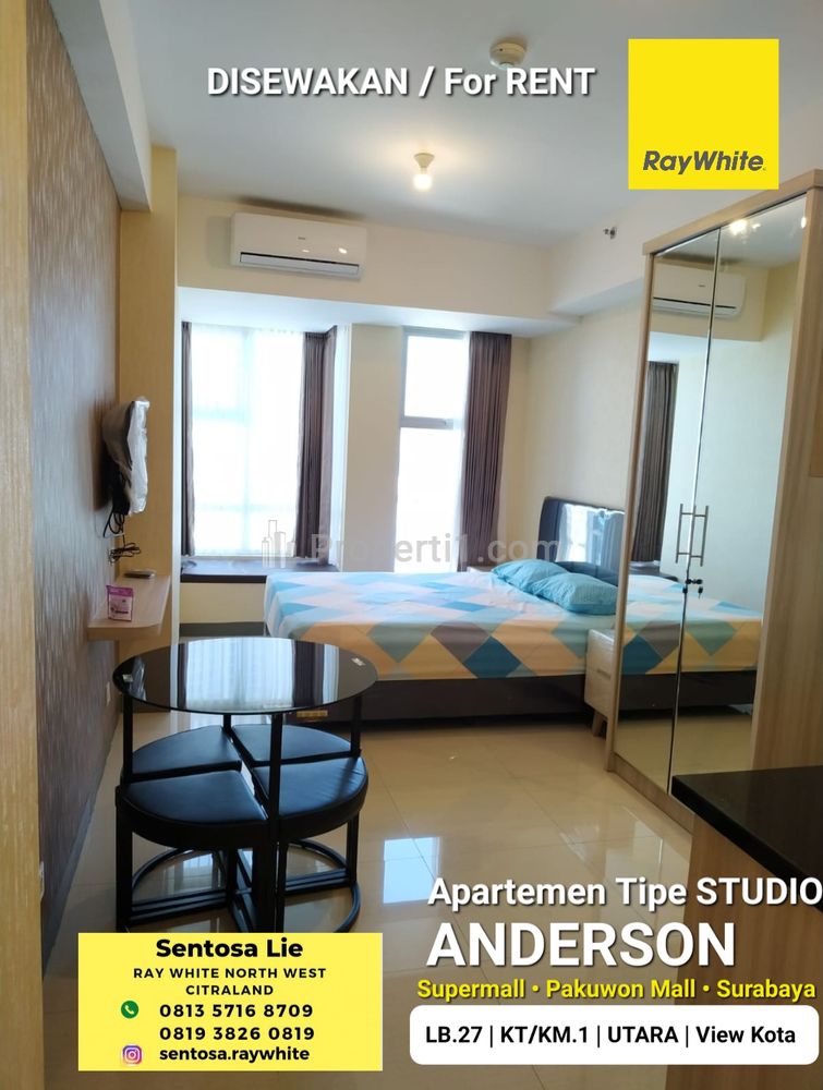 Disewakan Apartemen Anderson Pakuwon Mall Tipe STUDIO Full Furnished - Hadap Utara -  View Kota dekat Apartemen Tanhlin, Benson, Orchard, La Viz