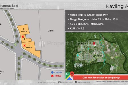 Dijual Tanah Komersil A16 Bebas Banjir di BSD City Tangerang