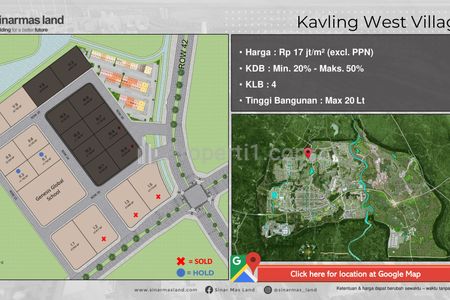 Dijual Kavling Komersil West Village Lokasi Strategis di BSD City Tangerang