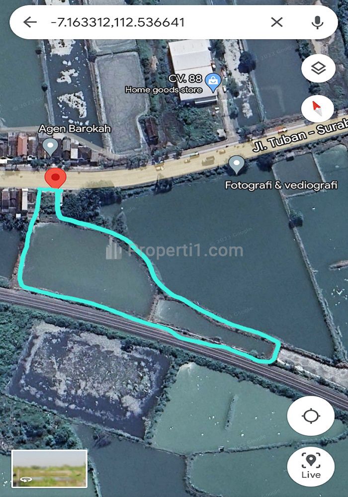 Jual Tanah Lahan Tambak 6.400 m2 di Duduk Sampeyan Gresik Dekat Pasar Desa Duduk Sampeyan, Stasiun Duduk, SMKN 1 Duduk Sampeyan