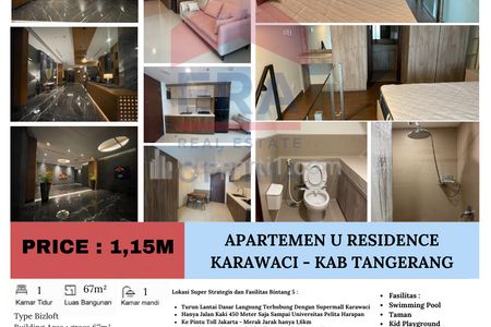 Dijual Apartemen U Residence Karawaci, Kabupaten Tangerang - 1 BR Full Furnished