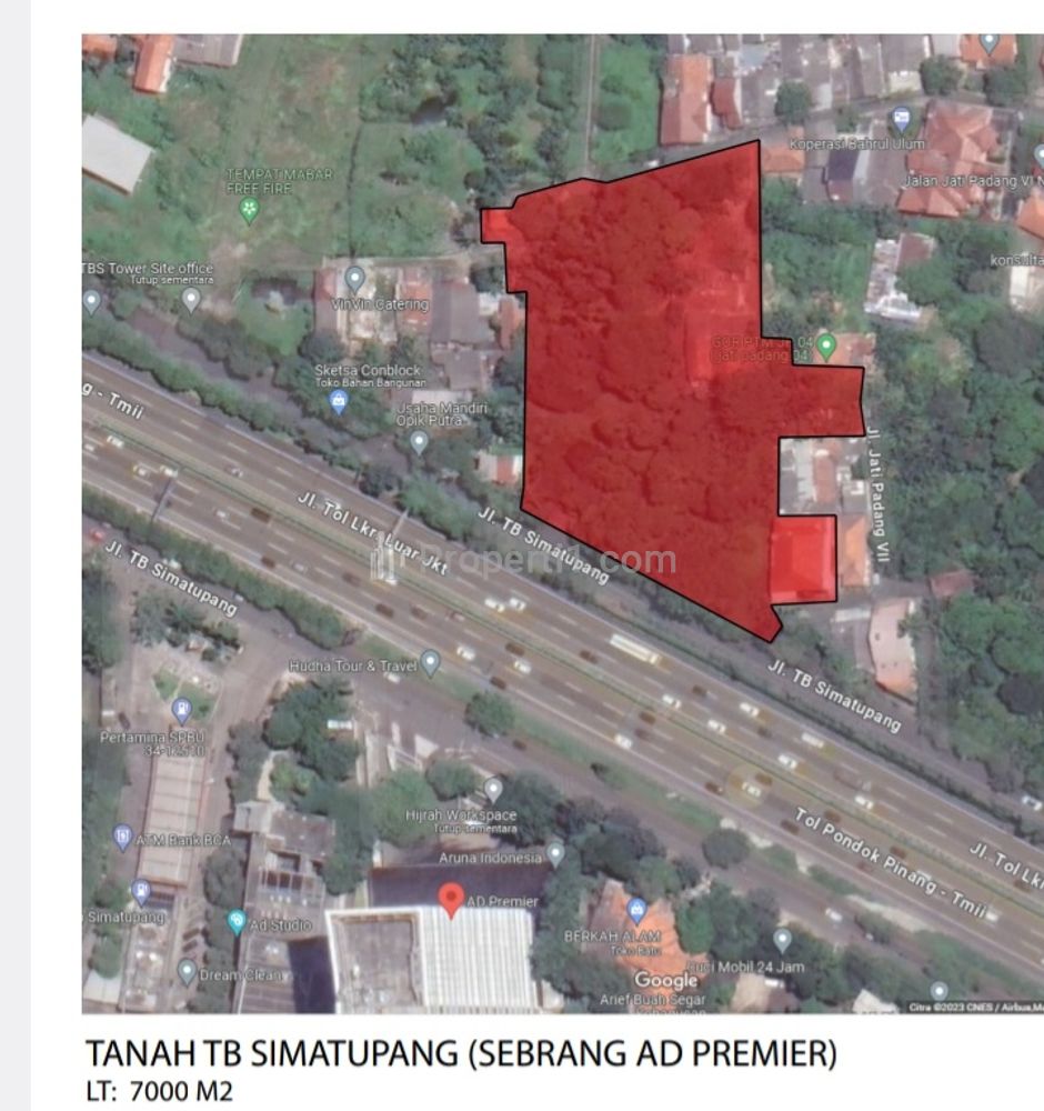 Sewa Tanah Lahan Kosong 7000 m2 di Pinggir Jalan TB Simatupang, Pasar Minggu, Zona Komersial, Jakarta Selatan