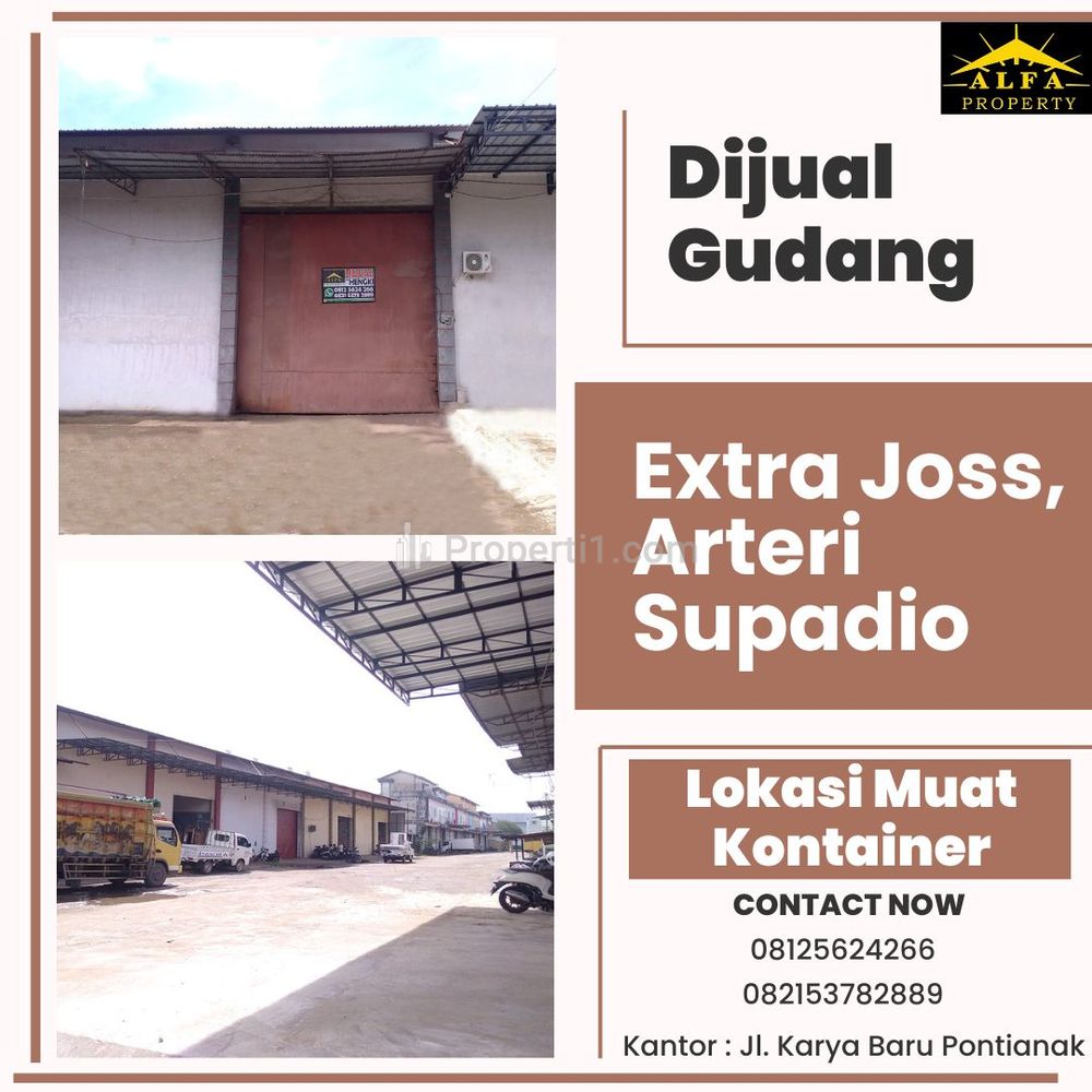 Dijual Gudang Extrajoss di Jalan Arteri Supadio Kota Pontianak, Luas Tanah 336m2, Luas Bangunan 240m2