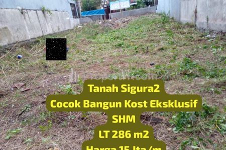 Jual Tanah Luas 286m2 di Sigura-Gura Malang, Dekat Kampus UB