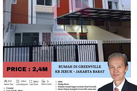 Jual Rumah 3 Lantai di Greenville, Kebon Jeruk - Jakarta Barat