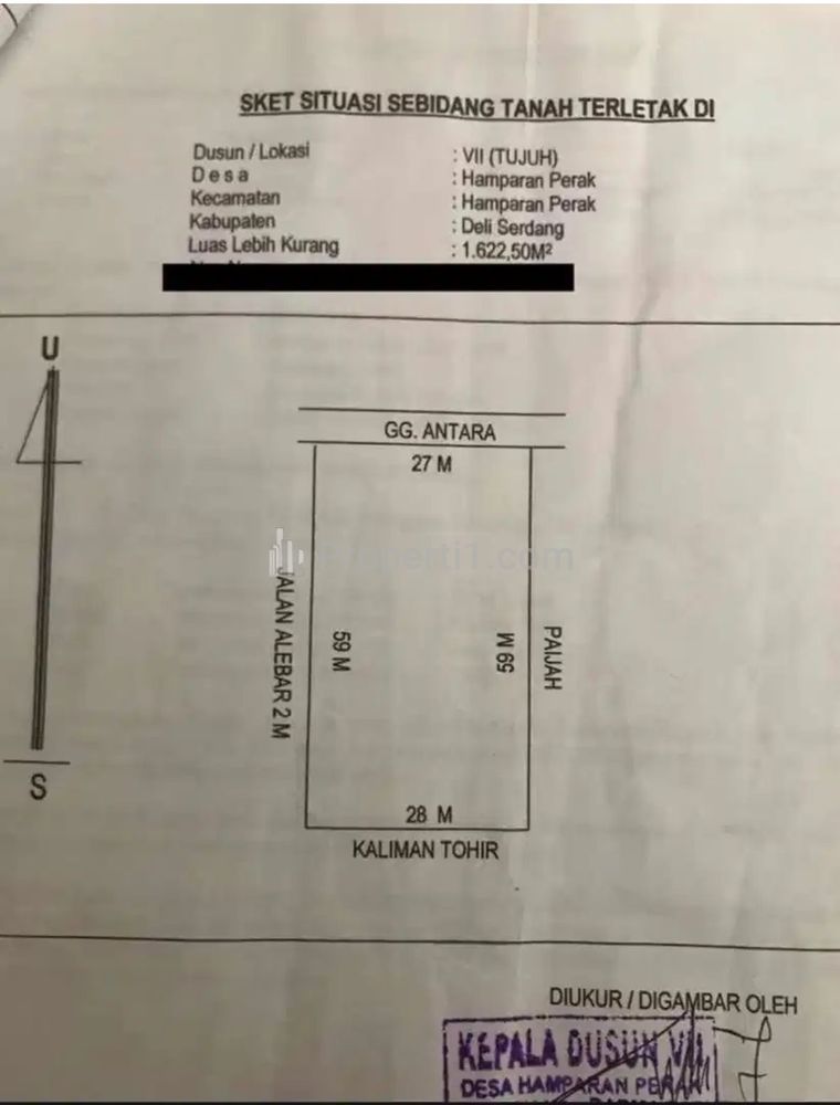 Dijual Tanah di Hamparan Perak, Deli Serdang