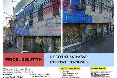 Sewa Ruko Depan Pasar Ciputat - Tangerang Selatan