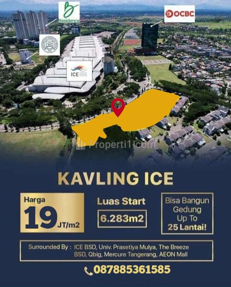 Jual Tanah Kavling Commercial ICE BSD City Luas 7.303 m2