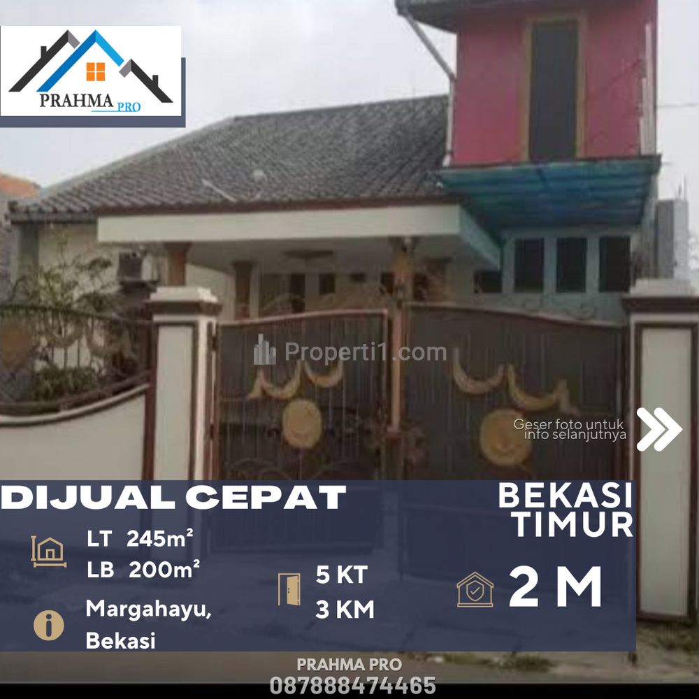 Dijual Cepat Rumah 2 Lantai Samping Jalan Raya di Bekasi Timur