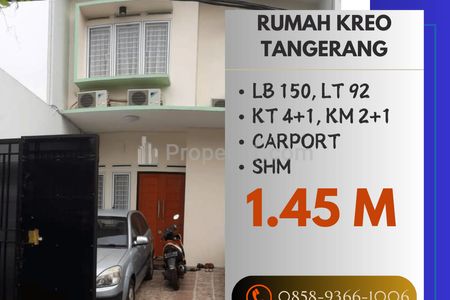 Jual Rumah 3 Lantai Cakep di Kreo Tangerang Dekat ke Universitas Budi Luhur