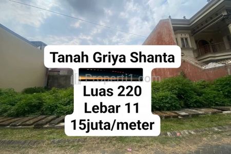 Dijual Tanah One Gate Griya Shanta Suhat Malang, Luas Tanah 220 m2