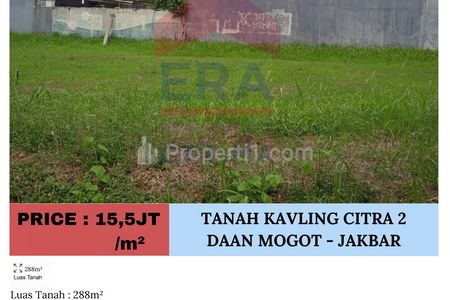 Dijual Tanah Kavling Citra 2, Daan Mogot - Jakarta Barat