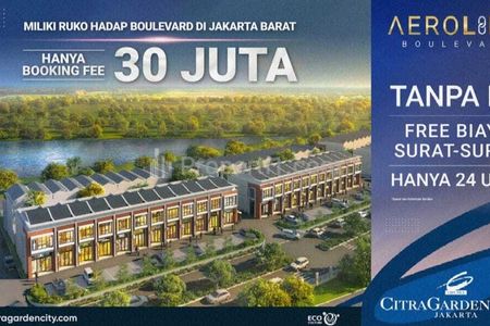 Dijual Ruko Aerolink Boulevard Citra 8, Citra Garden City, Jakarta Barat