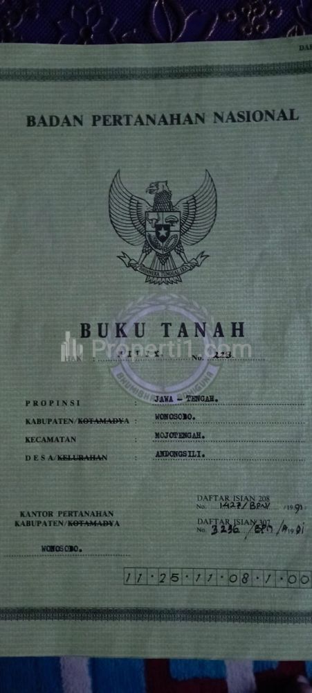 Dijual Cepat Tanah SHM Pinggir Jalan Andong Sili Mojo Tengah Wonosobo