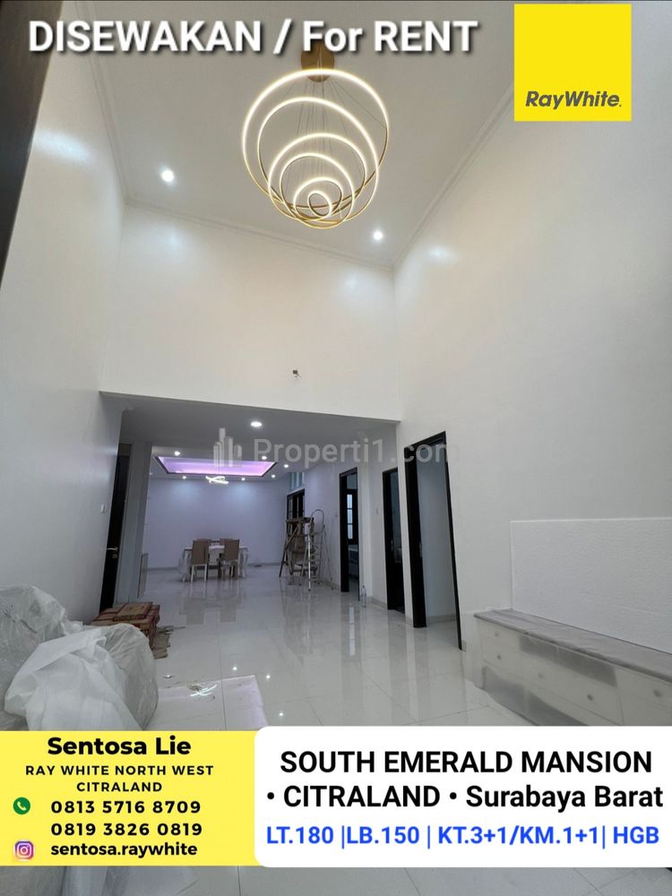 Disewakan Rumah South Emerald Mansion Citraland Surabaya FULL FURNISHED Baru + ELEKTRONIK - Lokasi TerDEPAN Dekat GWalk, Sekolah Ciputra, SIS