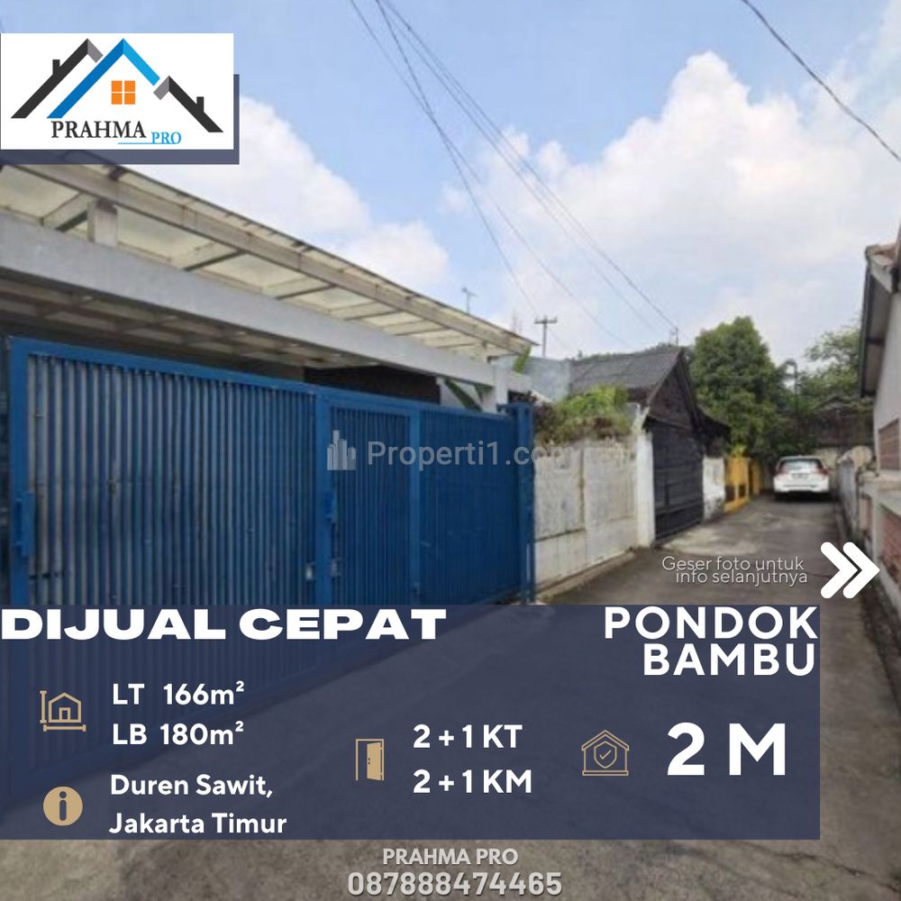 Dijual Rumah 1 Lantai Dalam Komplek Fully Furnish di Pondok Bambu Jakarta Timur