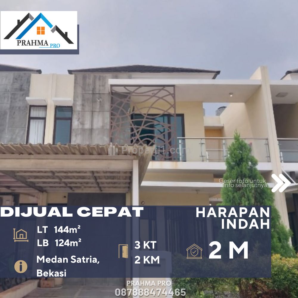 Dijual Rumah 2 Lantai Dalam Cluster Harga di Bawah Pasaran di Harapan Indah Bekasi