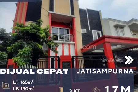 Dijual Rumah 2 Lantai Lokasi Strategis Posisi Hoek di Daerah Jatisampurna Bekasi