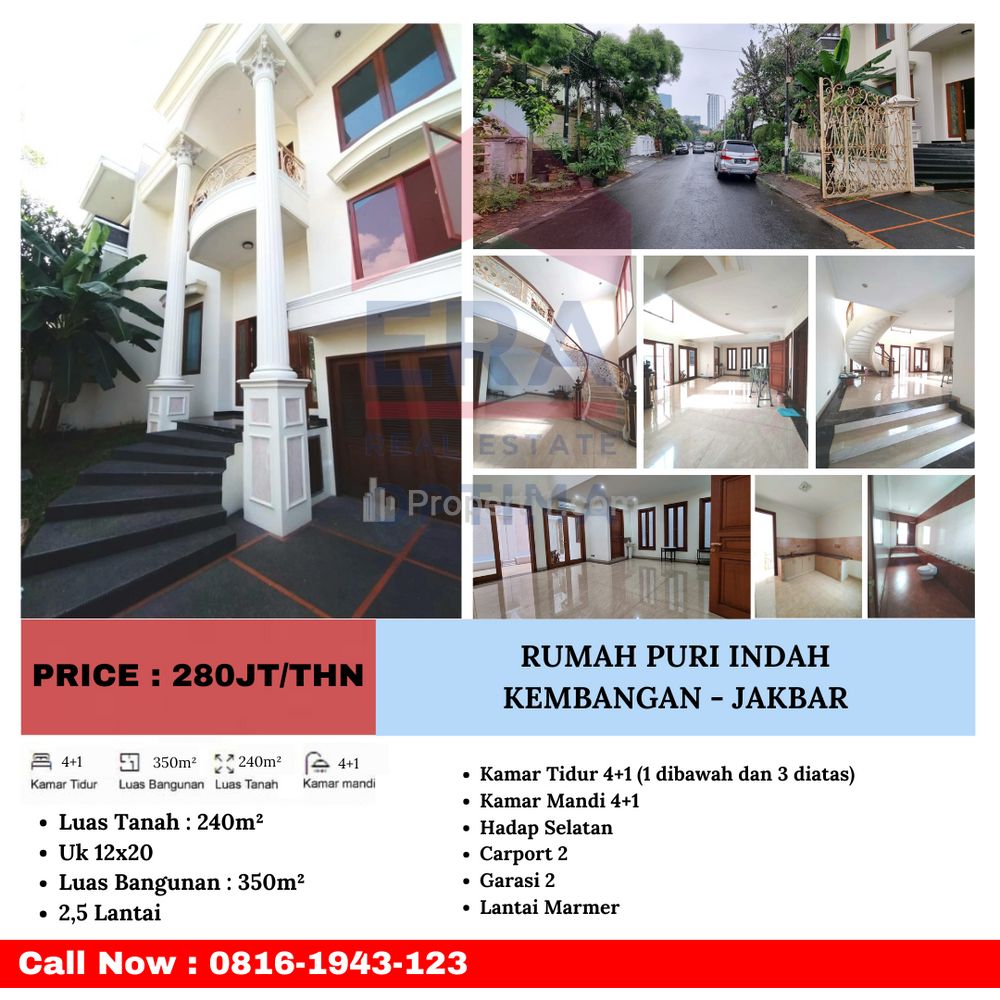 Disewakan Rumah Classic Lux Puri Indah, Kembangan, Jakarta Barat