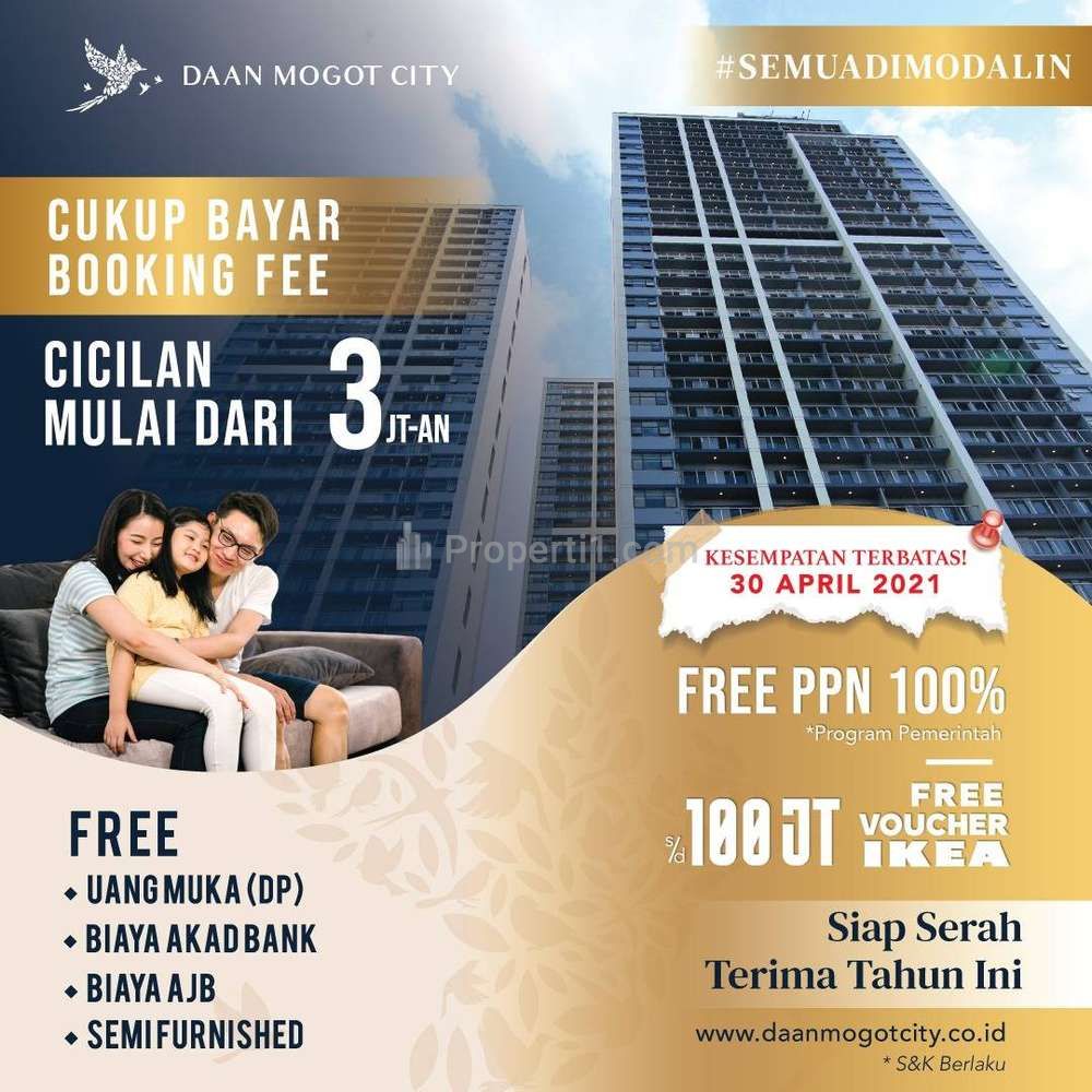 Dijual Apartemen Daan Mogot City, Jakarta Barat - 2 BR Unfurnished