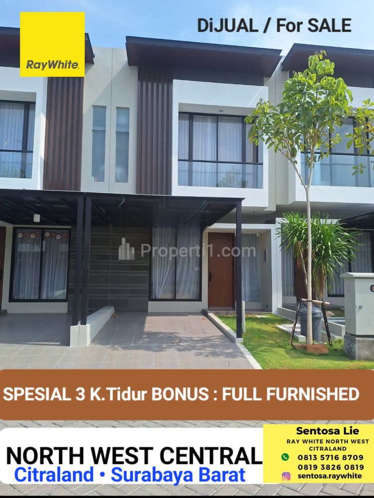 Jual Rumah North West Central Citraland Surabaya SPESIAL 3 Kamar Tidur Bonus Full Furnished Modern