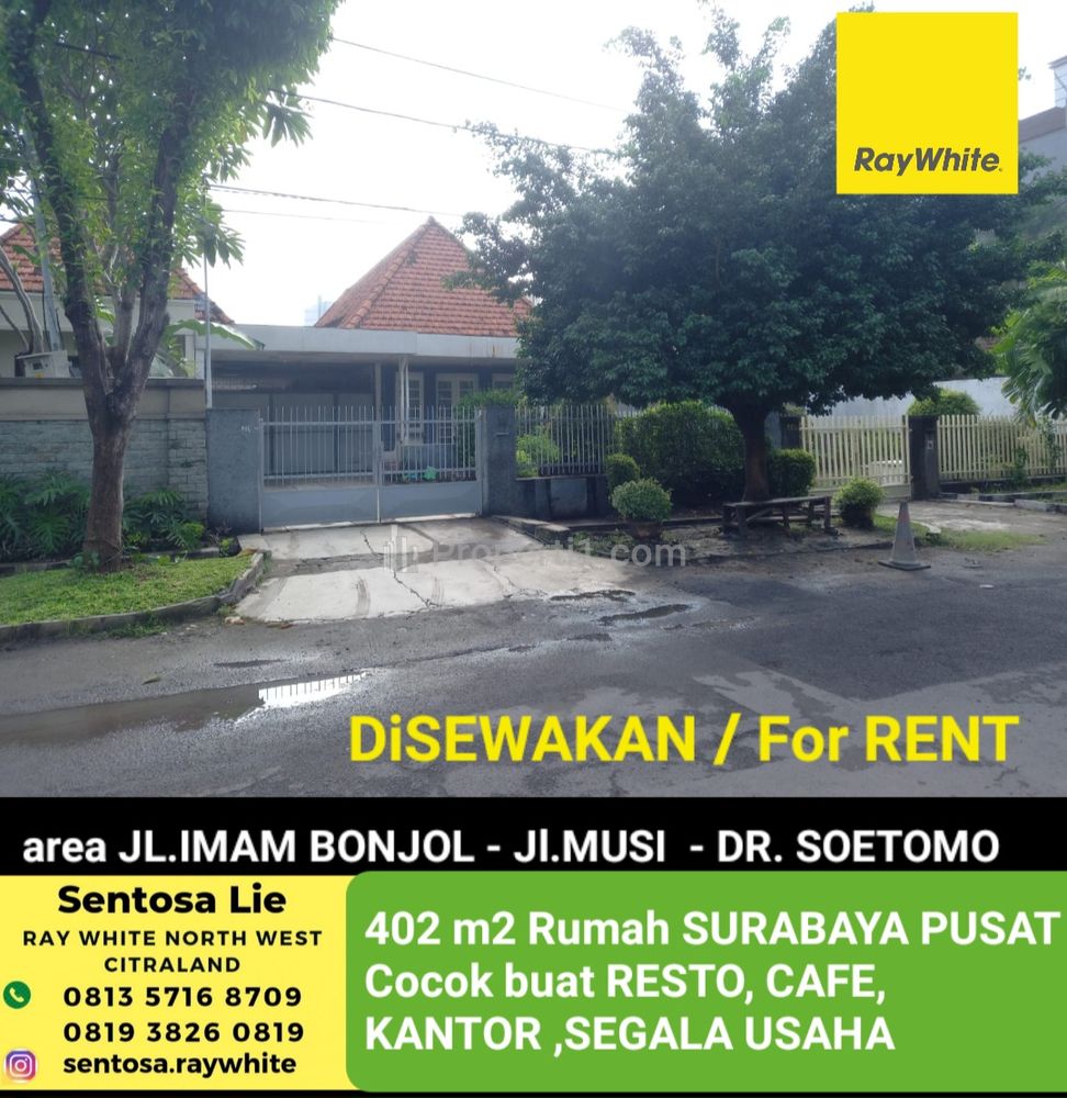 Disewakan Rumah 402 m2 di Surabaya Pusat Kota Area Jalan imam Bonjol - Dr.soetomo - Desain Jadoel Instagramable Cocok Buat Segala Usaha