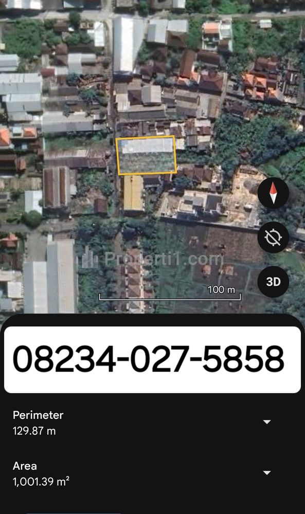 Sewa Tanah 1000 m2 di Jalan Persada Dekat Bali Kiddy, Teuku Umar Barat, Kerobokan Bali