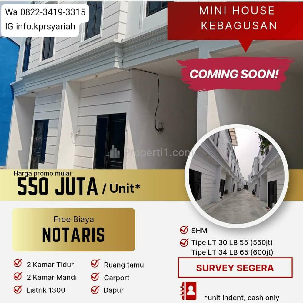 Dijual Rumah Inden Tipe Minimalis 2 Lantai di Kebagusan, Pasar Minggu, Jakarta Selatan