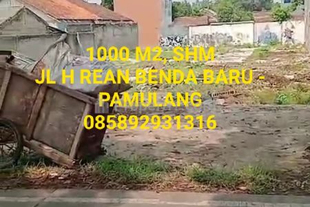 Jual Tanah Pinggir Jalan H Rean, Benda Baru Pamulang, Tangerang Selatan