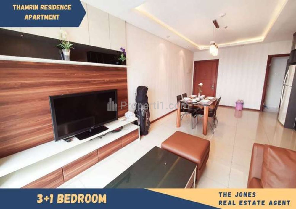 Sewa Apartemen Thamrin Residence Tower Chrysant Tipe 3+1 Bedroom Full Furnished, Dekat Mall Grand Indonesia, Plaza Indonesia, dan Thamrin