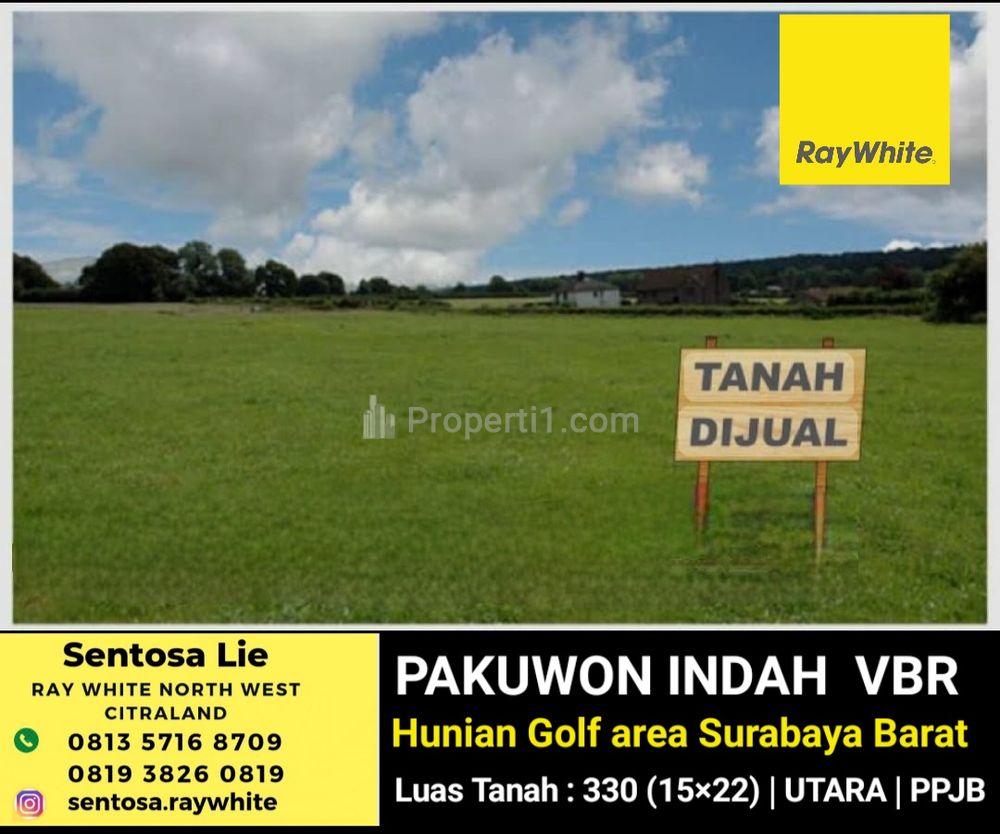 Jual Tanah Kavling Pakuwon Indah VBR - Blok PE - Hadap Utara - Surabaya Barat - Lokasi Bagus