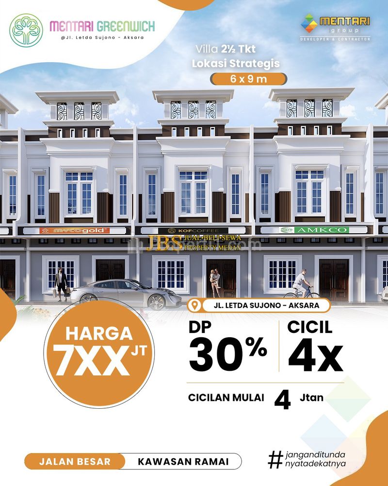 Jual Rumah 2,5 Tingkat di Komplek Mentari Greenwich Jalan Letda Sujono - Medan