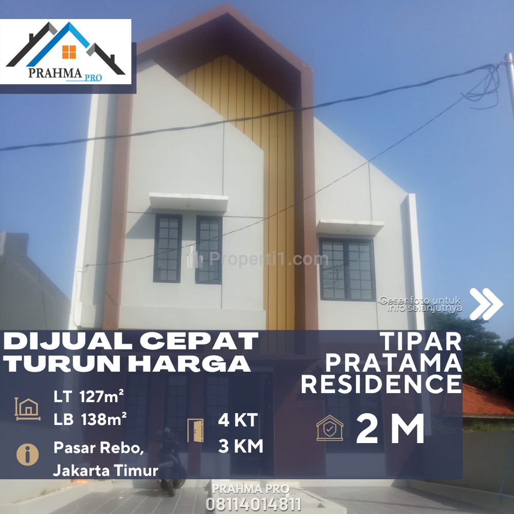 Dijual Rumah Townhouse Lokasi Strategis Turun Harga di Pasar Rebo Jakarta Timur