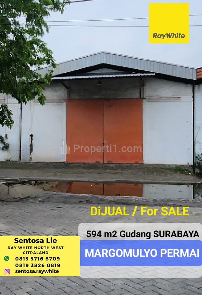 Dijual Gudang 594 m2 di Margomulyo Permai Surabaya