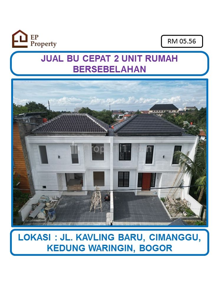 Jual Cepat 2 Unit Rumah 2 Lantai Bersebelahan SHM di Cimanggu, Kedung Waringin, Tanah Sareal, Bogor