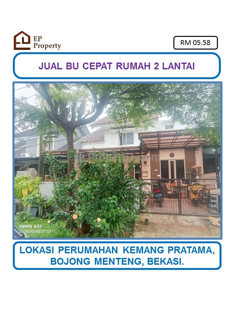 Jual Cepat Rumah 2 Lantai SHM di Kemang Pratama, Bekasi