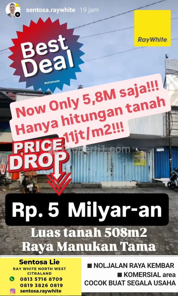 Dijual Ruko Manukan Tama - Manukan Wetan - Tandes - Nol Jalan Raya Cocok Buat Segala Usaha, Surabaya