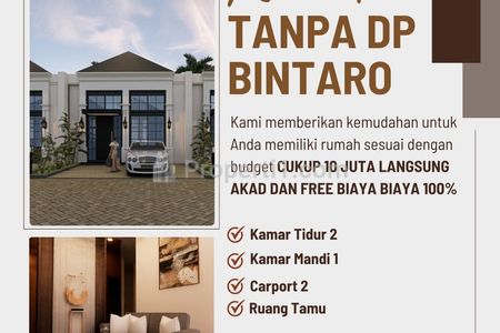 Dijual Rumah Tanpa DP Free Biaya-biaya di Bintaro Serpong